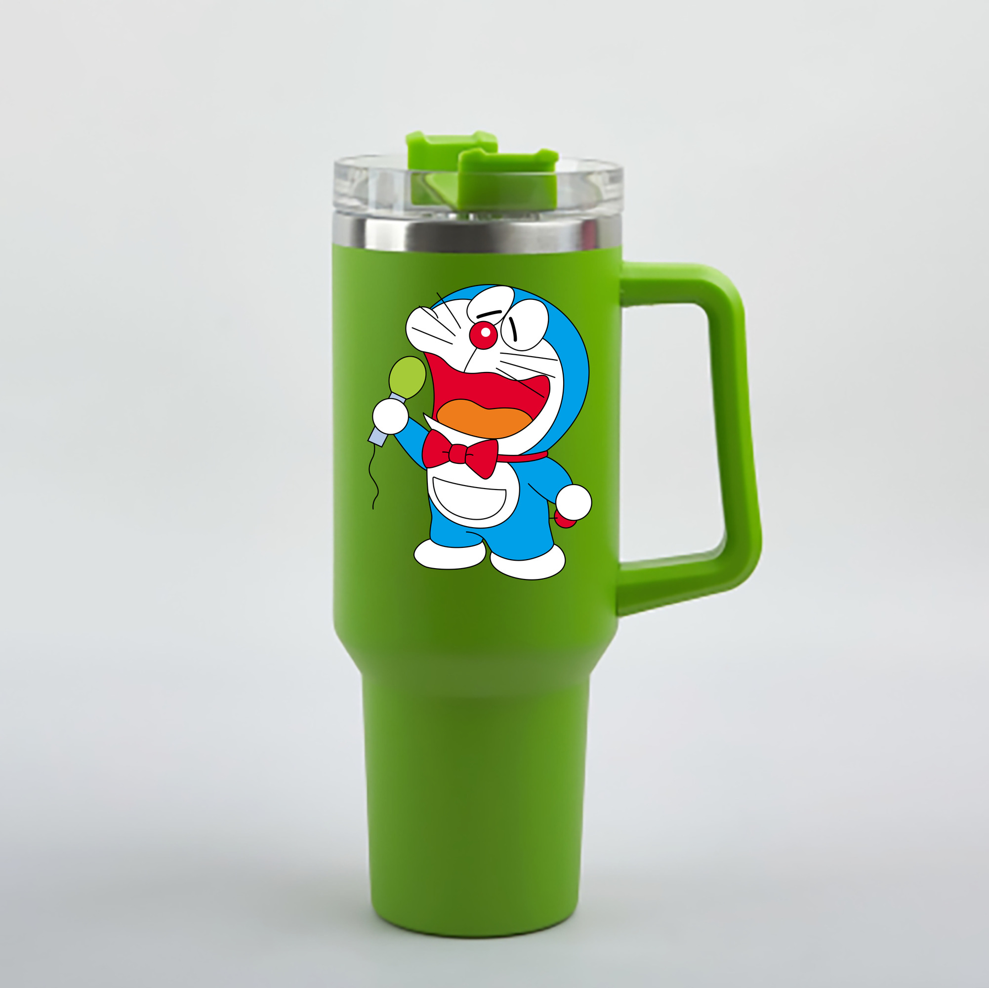 （画像用） ドラえもん Doraemon 1200mL車用タンブラー - クリスタルステッカー（プラスチックストロー付き）